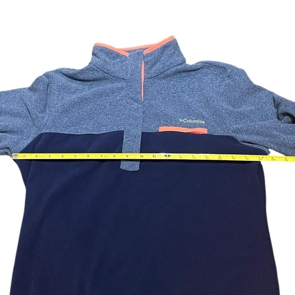 Columbia Blue and Coral Fleece Snap Pullover, Size M - Picture 7 of 9